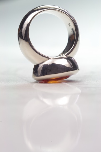 19) Mandarin-Granat-Ring 750er Weißgold